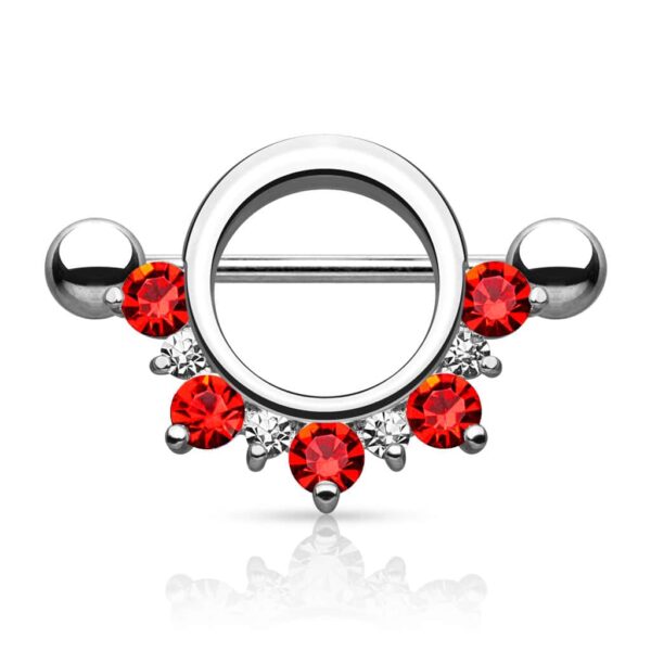 Ronde tepelpiercing met CZ stenen - Afbeelding 5