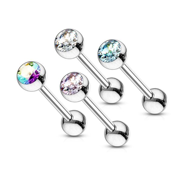 Set van 4 rechte barbells met gekleurde Gem steen - Afbeelding 2