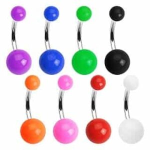 Standaard navelpiercing met Acryl balletjes in kleur