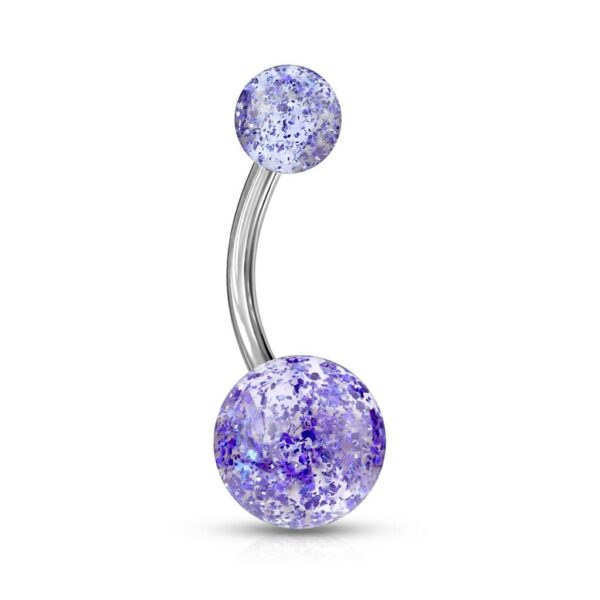 Standaard navelpiercing met Acryl glitter balletjes in kleur - Afbeelding 5