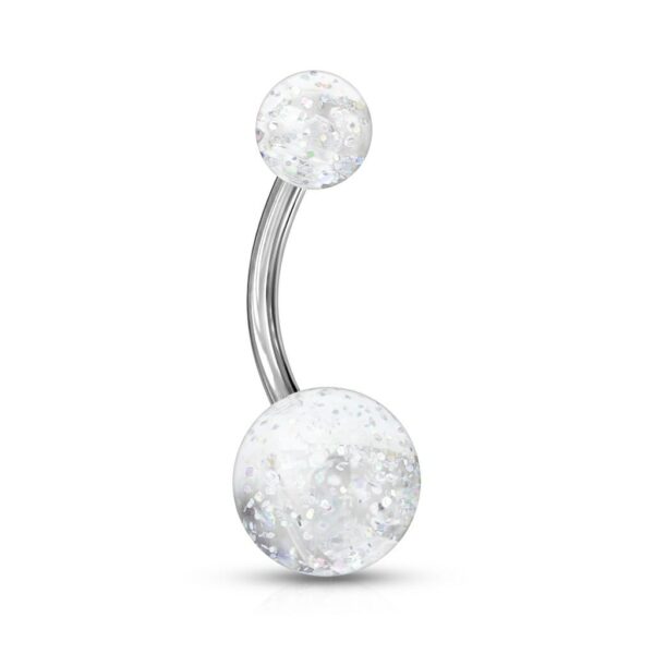 Standaard navelpiercing met Acryl glitter balletjes in kleur - Afbeelding 6