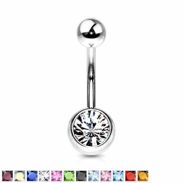 Standaard navelpiercing met gekleurde steen
