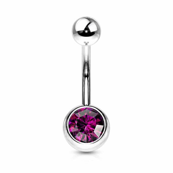 Standaard navelpiercing met gekleurde steen - Afbeelding 3