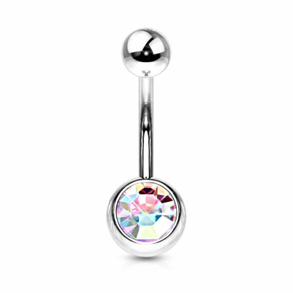 Standaard navelpiercing met gekleurde steen - Afbeelding 4