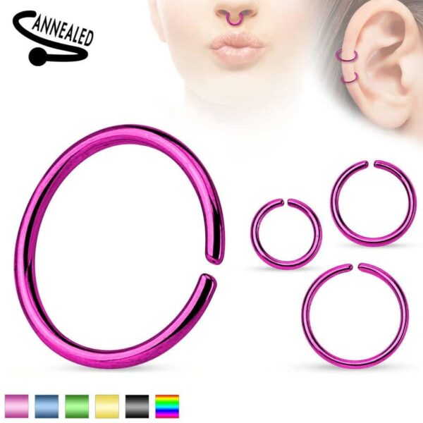Standaard piercing ring titanium plated in verschillende kleuren