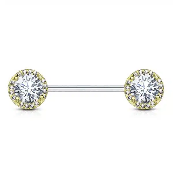 Tepelpiercing barbell met CZ stenen balletjes - Afbeelding 7
