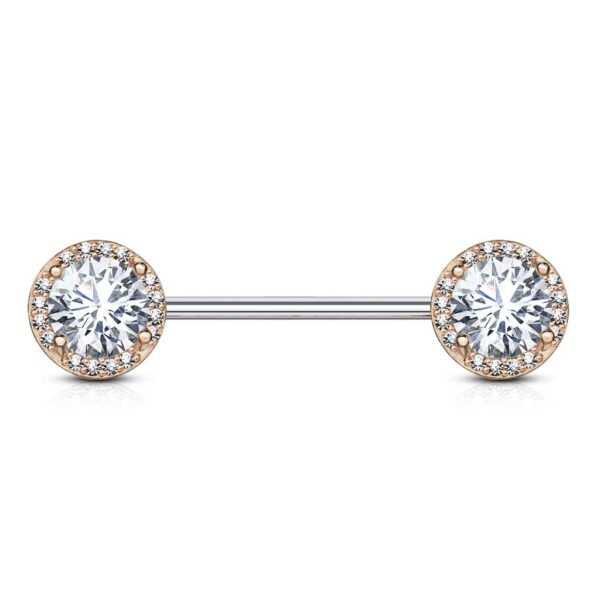 Tepelpiercing barbell met CZ stenen balletjes - Afbeelding 8