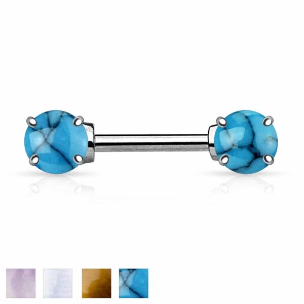 Tepelpiercing barbell met edelsteen - Afbeelding 2