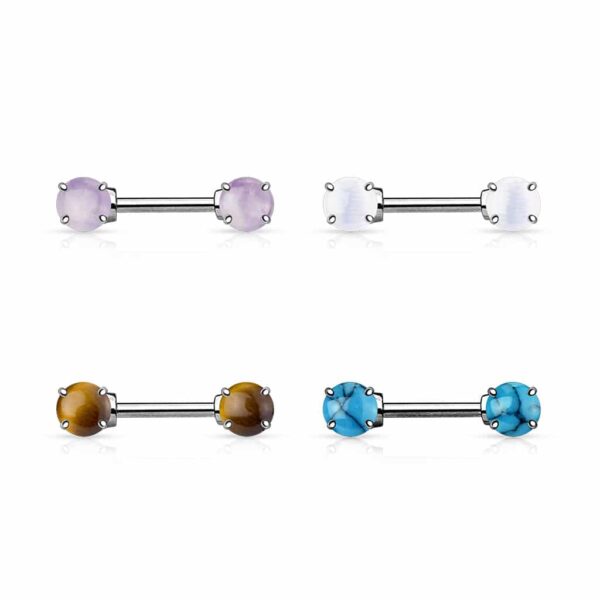 Tepelpiercing barbell met edelsteen