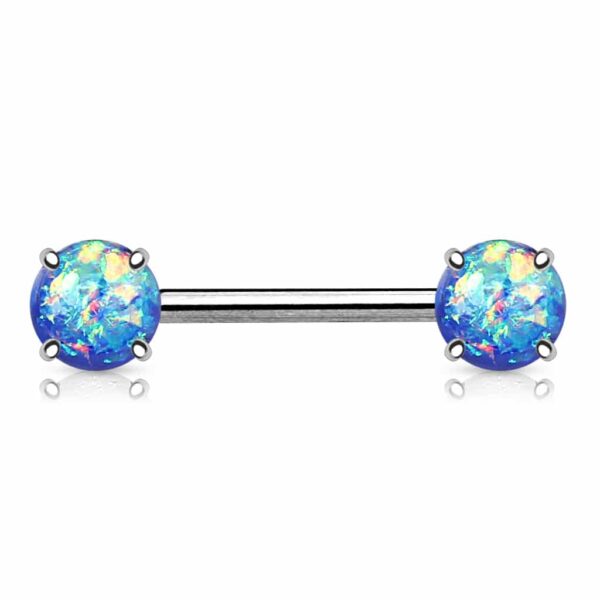 Tepelpiercing barbell met opaal steen - Afbeelding 4