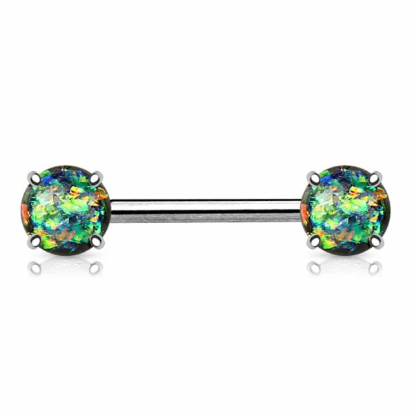 Tepelpiercing barbell met opaal steen - Afbeelding 5