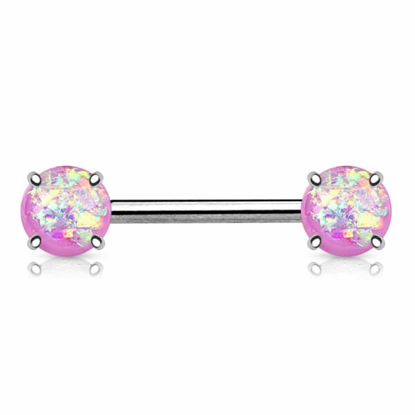 Tepelpiercing barbell met opaal steen - Afbeelding 3