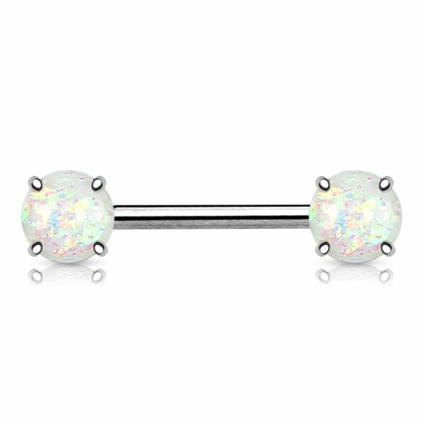 Tepelpiercing barbell met opaal steen - Afbeelding 8
