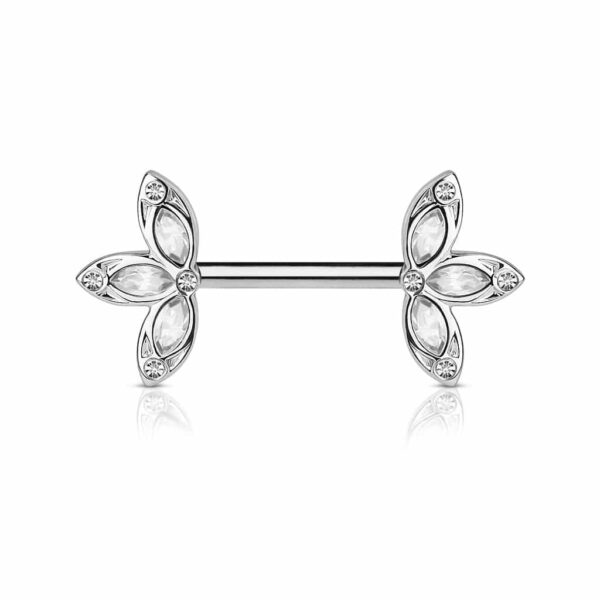 Tepelpiercing met blaadjes en steentjes - Afbeelding 2