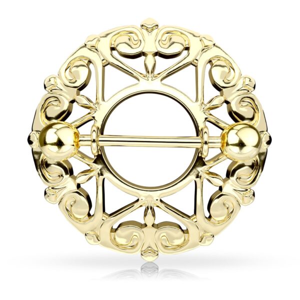 Tepelpiercing met filigraan schild - Afbeelding 2