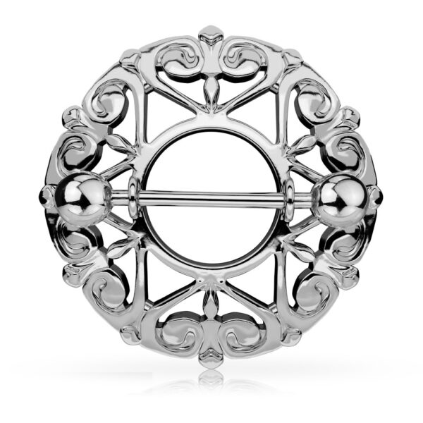 Tepelpiercing met filigraan schild - Afbeelding 4