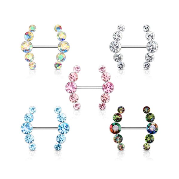 Tepelpiercing met ronde kristallen - Afbeelding 2