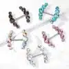 Tepelpiercing met ronde kristallen - Afbeelding 3