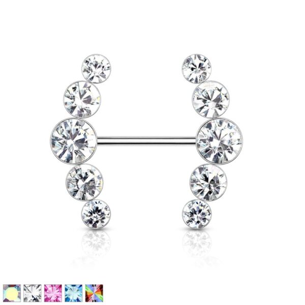 Tepelpiercing met ronde kristallen
