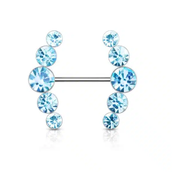 Tepelpiercing met ronde kristallen - Afbeelding 8