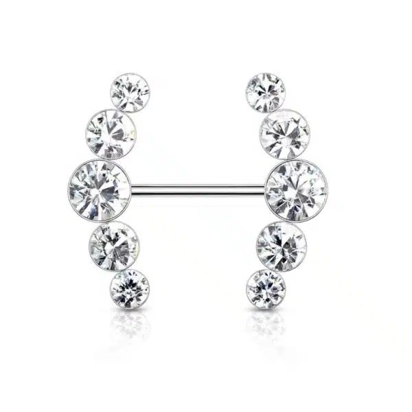 Tepelpiercing met ronde kristallen - Afbeelding 6