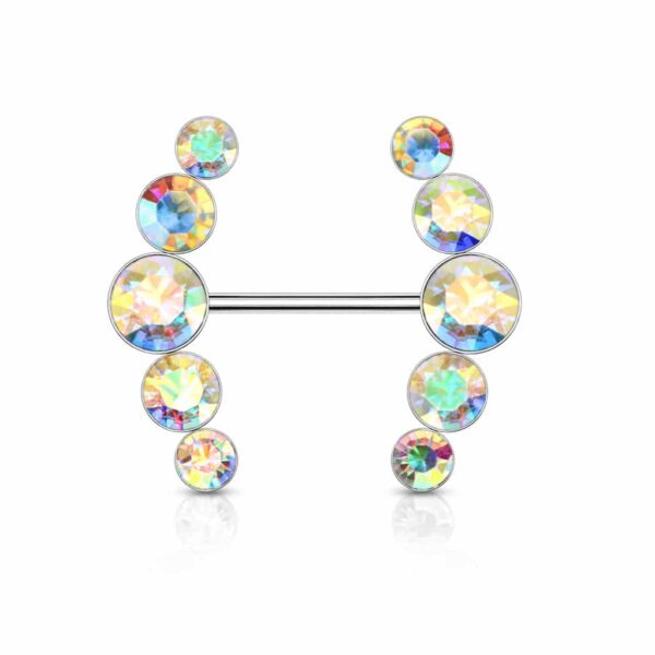 Tepelpiercing met ronde kristallen - Afbeelding 5