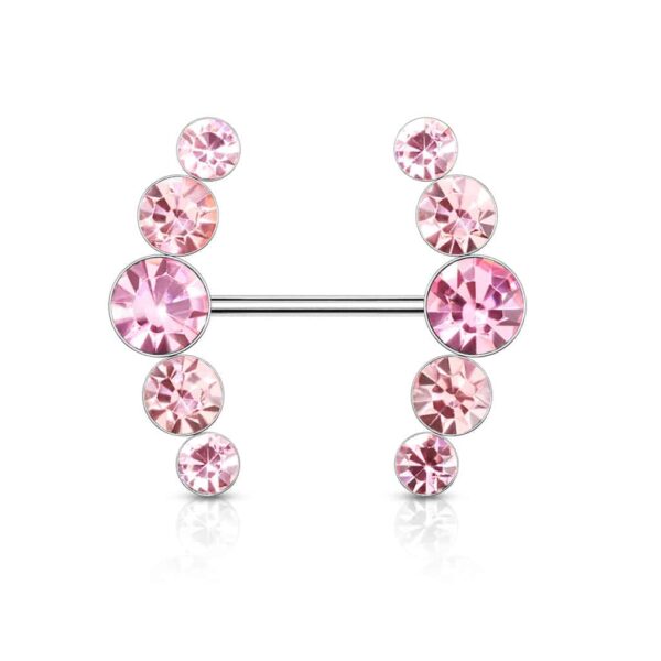 Tepelpiercing met ronde kristallen - Afbeelding 7