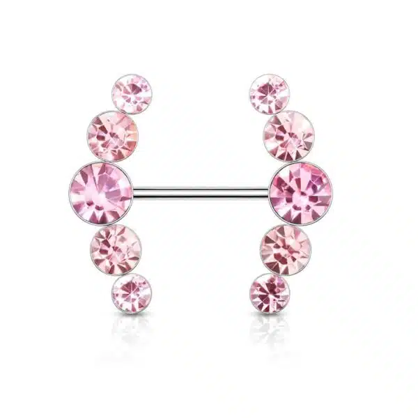 Tepelpiercing met ronde kristallen - Afbeelding 7