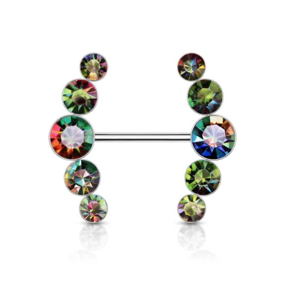 Tepelpiercing met ronde kristallen - Afbeelding 9