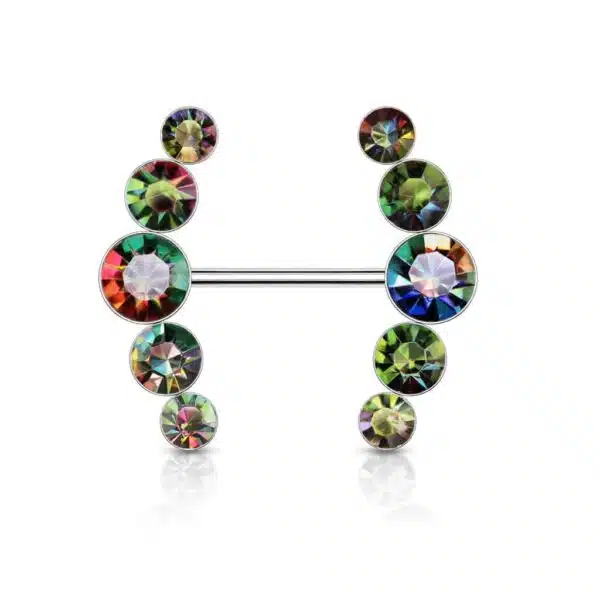 Tepelpiercing met ronde kristallen - Afbeelding 9