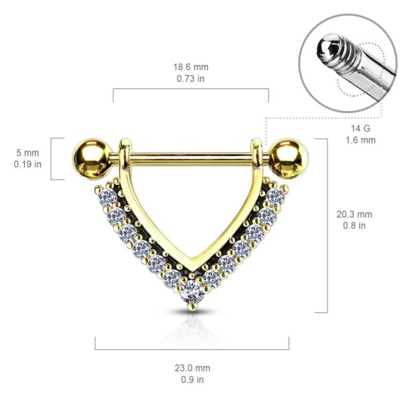 Tepelpiercing schild met CZ stenen - Afbeelding 2