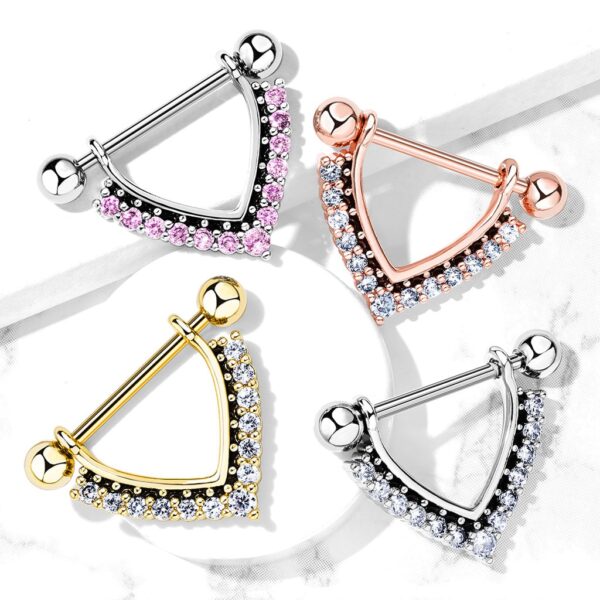 Tepelpiercing schild met CZ stenen - Afbeelding 3