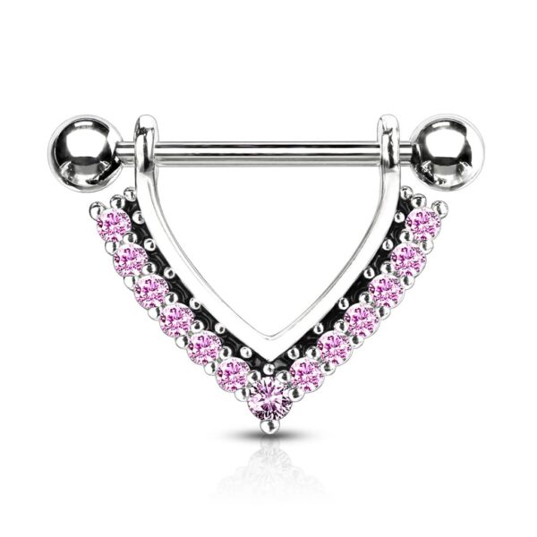 Tepelpiercing schild met CZ stenen - Afbeelding 7