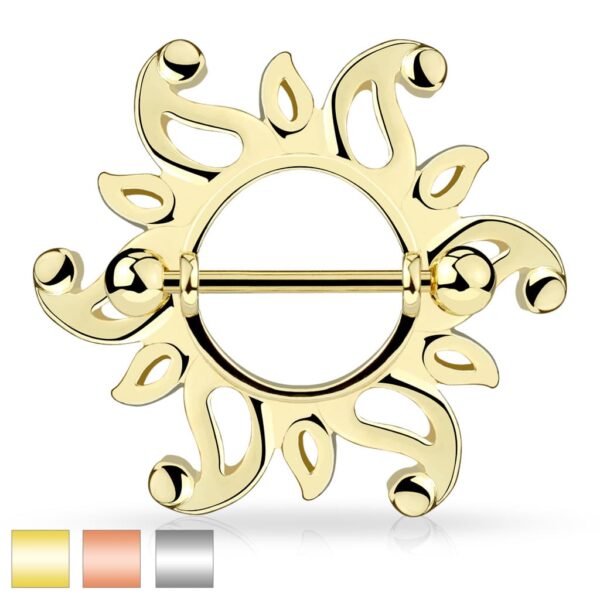 Tepelpiercing schild met draaiende zon