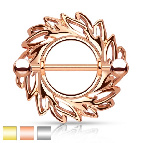 Tepelpiercing schild met krans motief