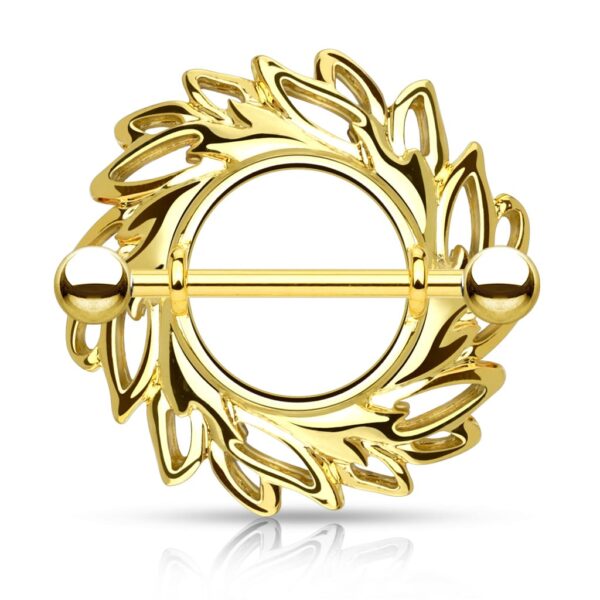 Tepelpiercing schild met krans motief - Afbeelding 2