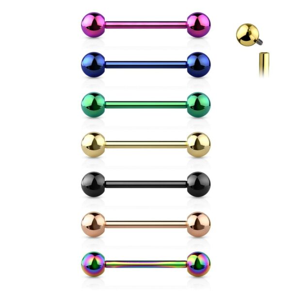 Titanium barbell intern geschroefd in verschillende kleuren - Afbeelding 3