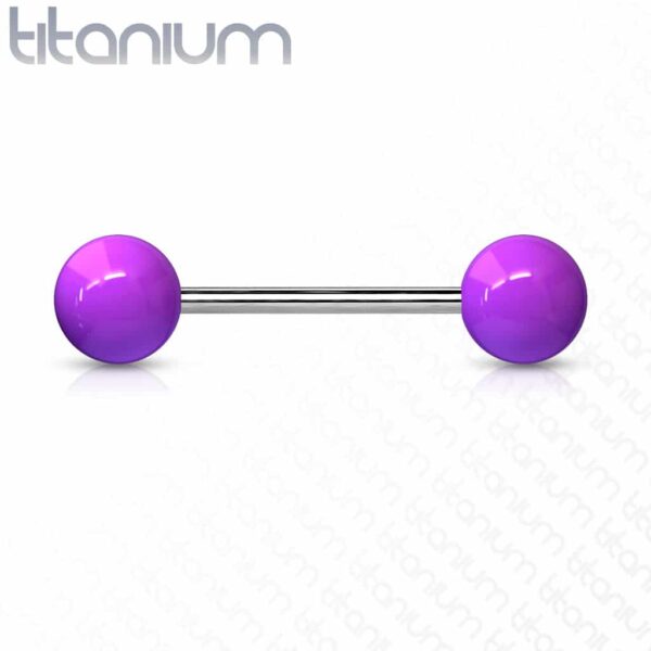Titanium barbell met balletjes in kleur - Afbeelding 3