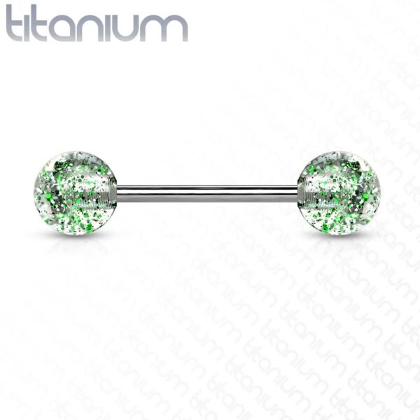 Titanium barbell met glitter balletjes in kleur - Afbeelding 7