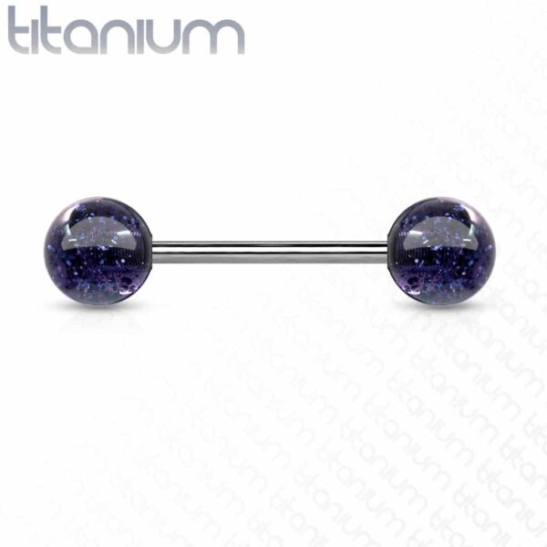 Titanium barbell met glitter balletjes in kleur - Afbeelding 4