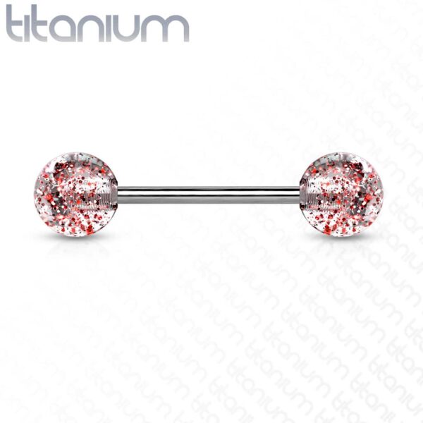 Titanium barbell met glitter balletjes in kleur - Afbeelding 10