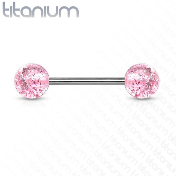 Titanium barbell met glitter balletjes in kleur - Afbeelding 9