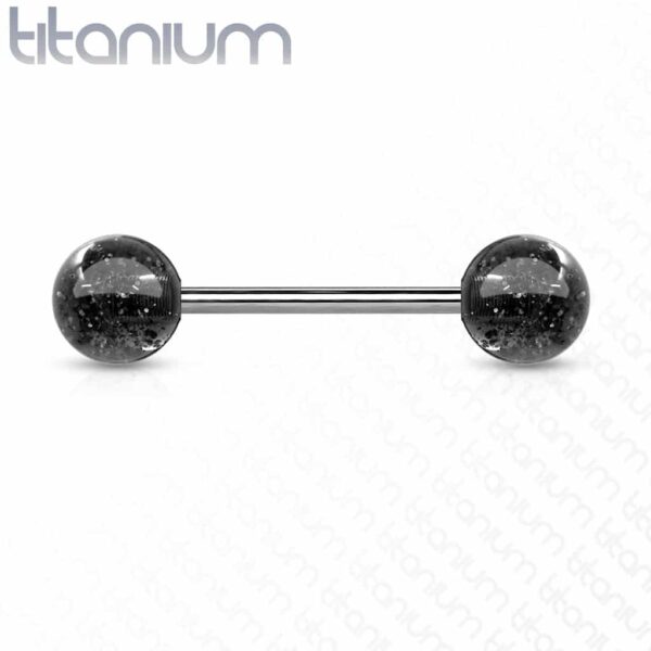 Titanium barbell met glitter balletjes in kleur - Afbeelding 8