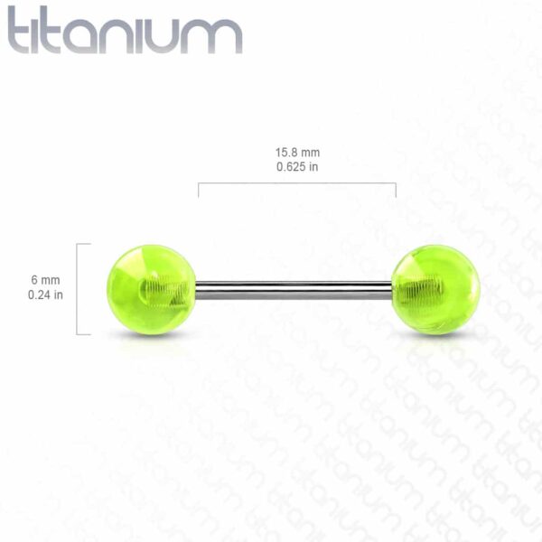Titanium barbell met glow in the dark balletjes in kleur - Afbeelding 2