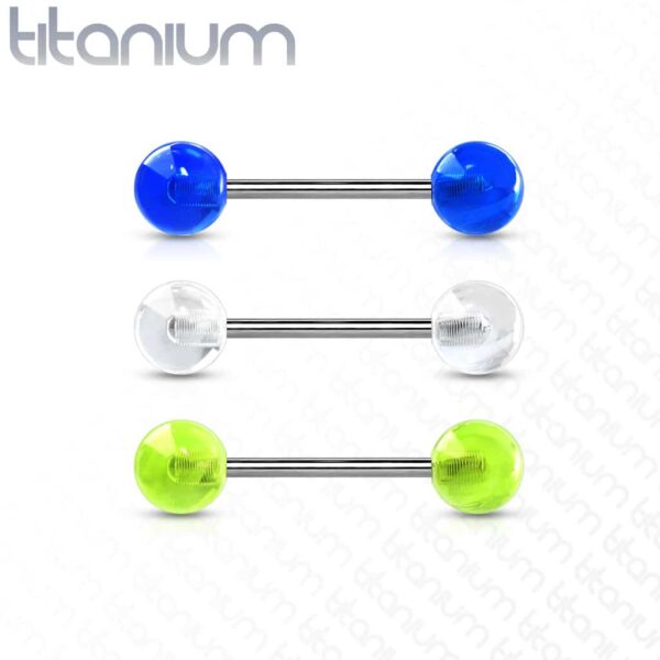 Titanium barbell met glow in the dark balletjes in kleur - Afbeelding 3