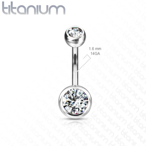 Titanium navelpiercing met gekleurde CZ steen - Afbeelding 2