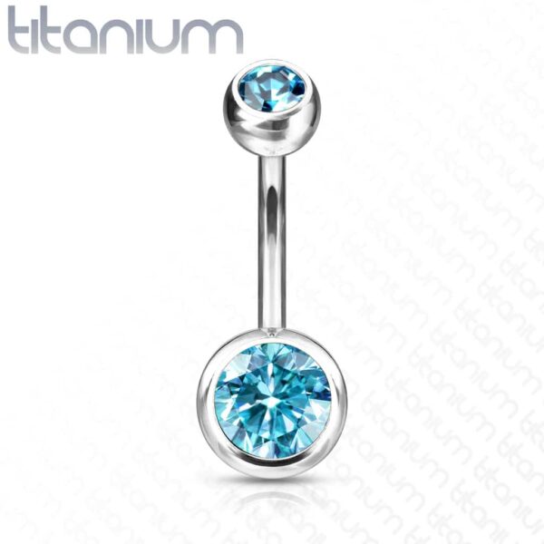 Titanium navelpiercing met gekleurde CZ steen - Afbeelding 34