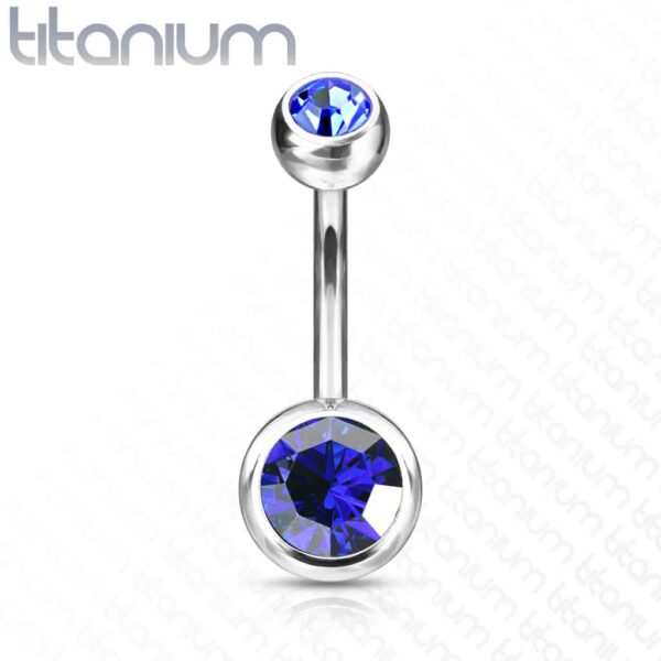 Titanium navelpiercing met gekleurde CZ steen - Afbeelding 16
