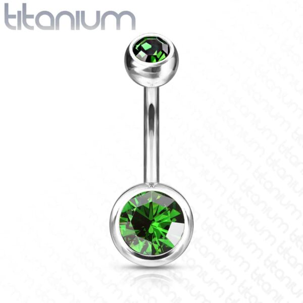Titanium navelpiercing met gekleurde CZ steen - Afbeelding 10