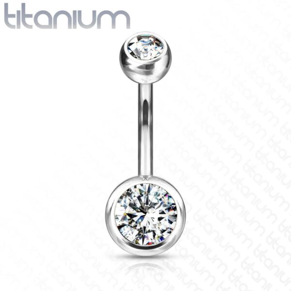 Titanium navelpiercing met gekleurde CZ steen - Afbeelding 38